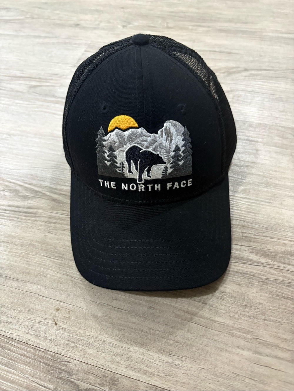 The North Face Black Trucker Hat with Mountain Bear Patch